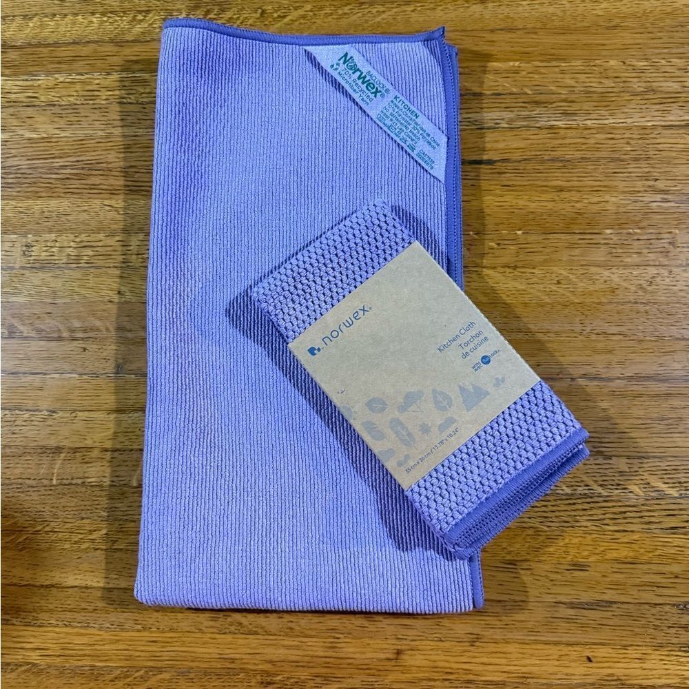 Norwex Kitchen Towel and Kitchen Cloth Set of 2 Amethyst NWT
